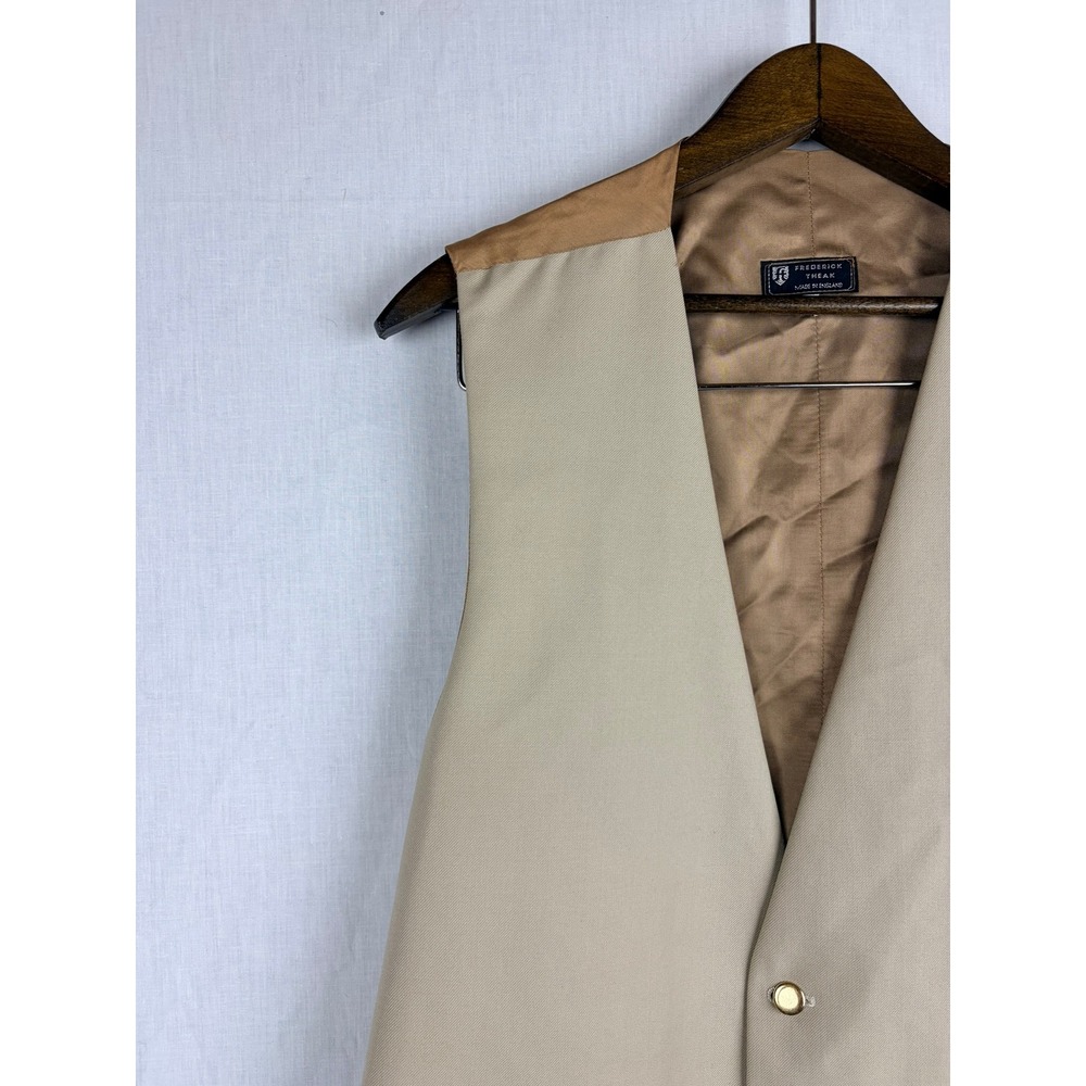 Frederick‎ Theak Mens Tan Formal Waistcoat Vest Made in England Gold Buttons XXL - Picture 3 of 15